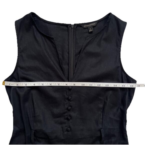Banana Republic Factory Dress Womens 4 Black Linen Blend Midi Belted Career Work - Picture 8 of 11